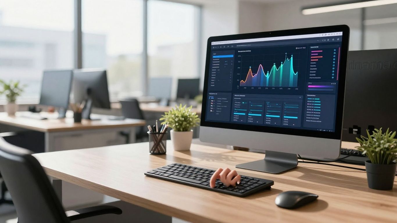 Realtor using AI software on a computer.