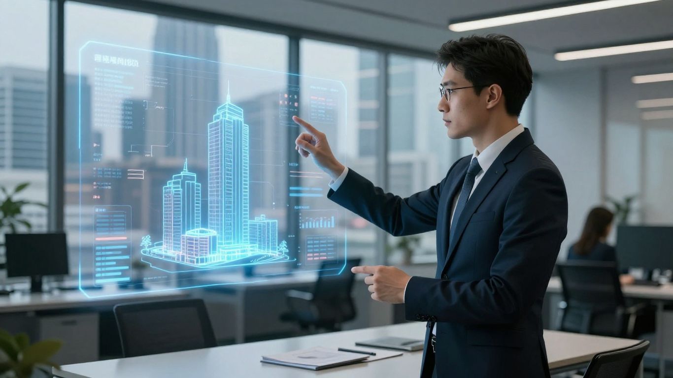 AI assisting commercial real estate broker with data visualization.