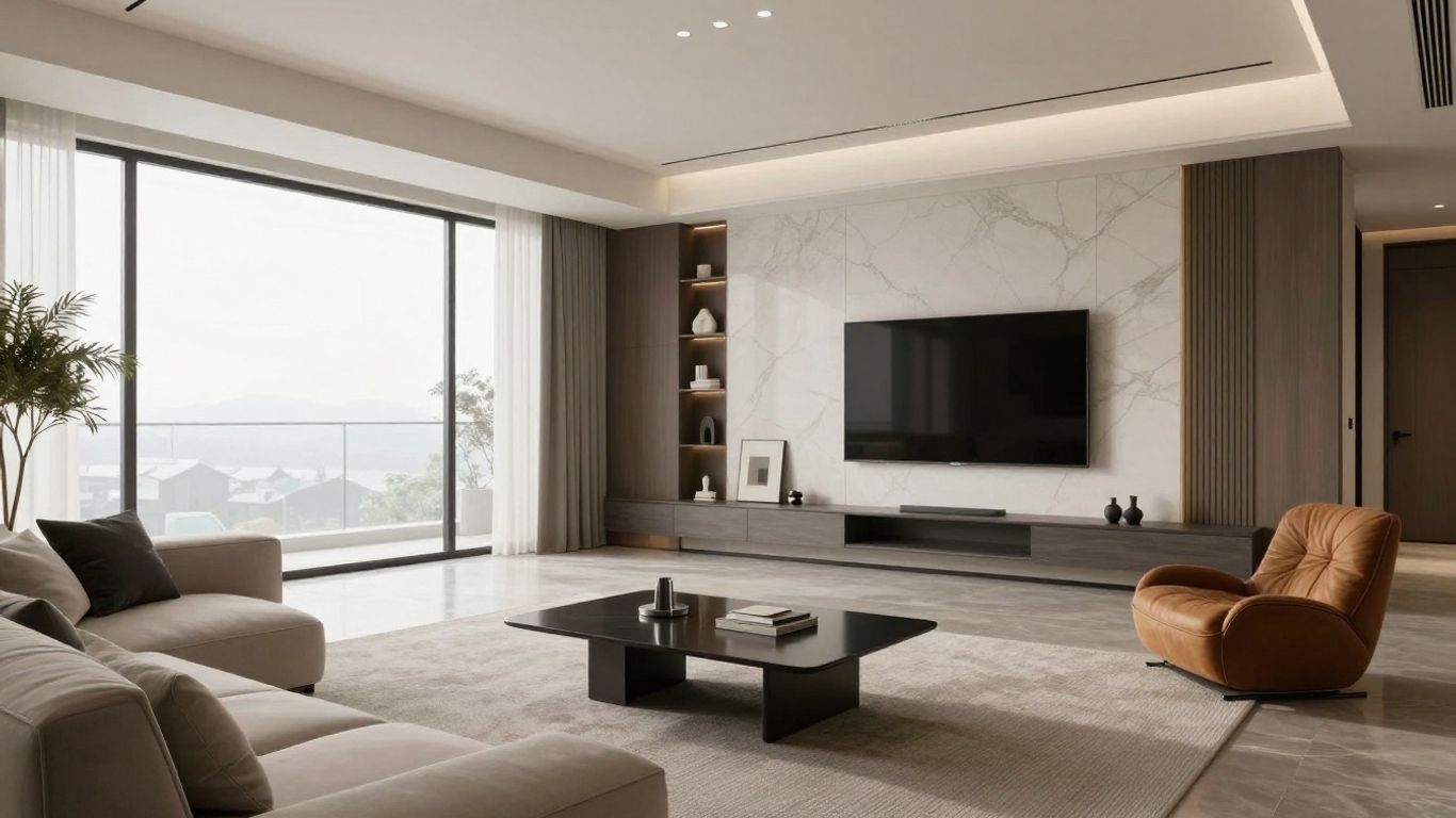 AI staging transforming an empty room into a stylish home.