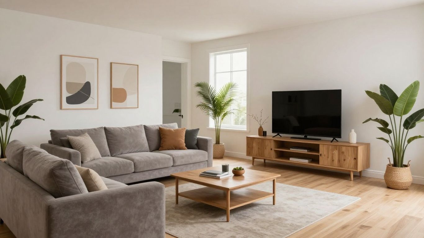 Virtual staging of a modern living room with AI.