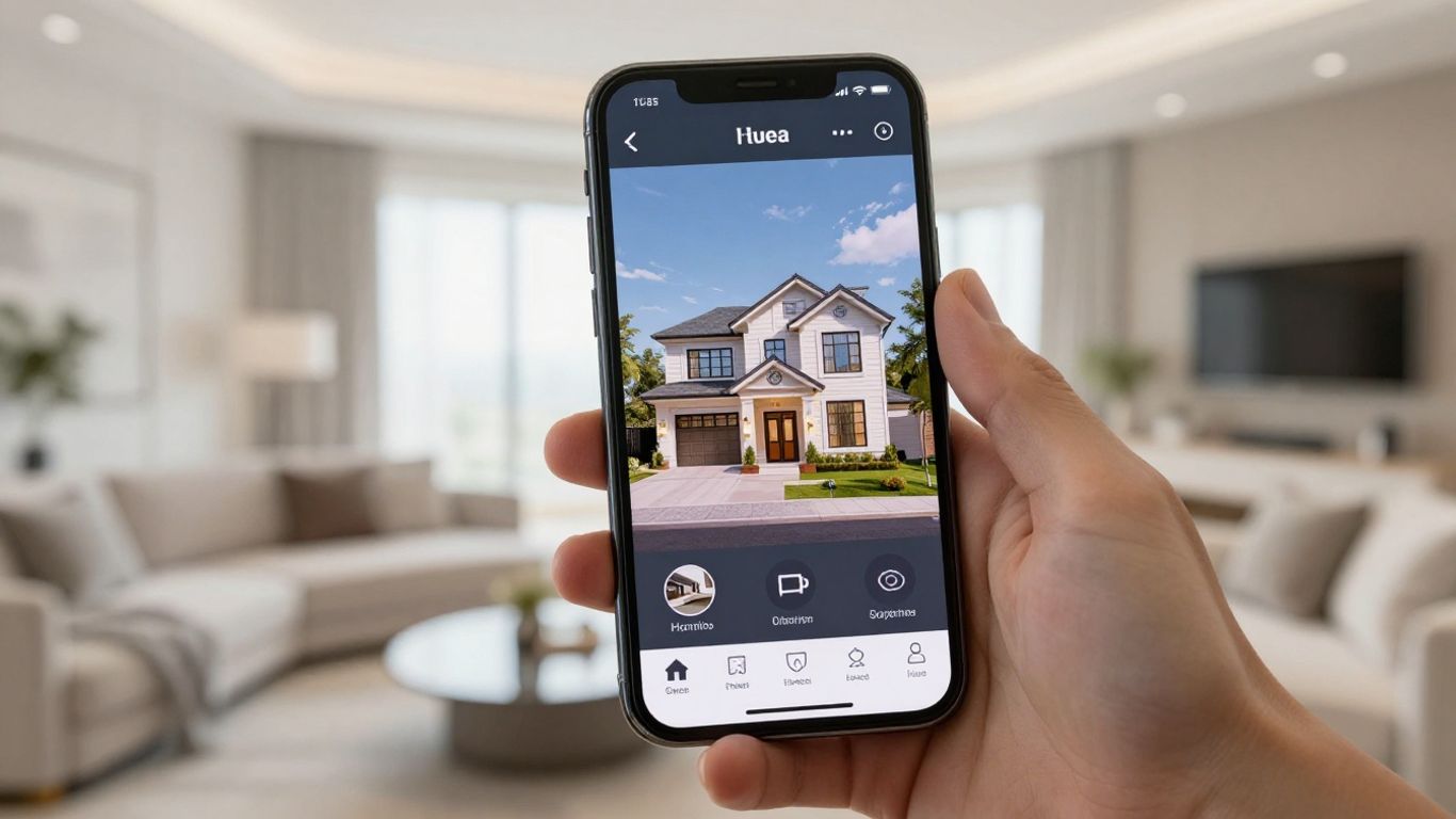 Smartphone showing 3D virtual home tour
