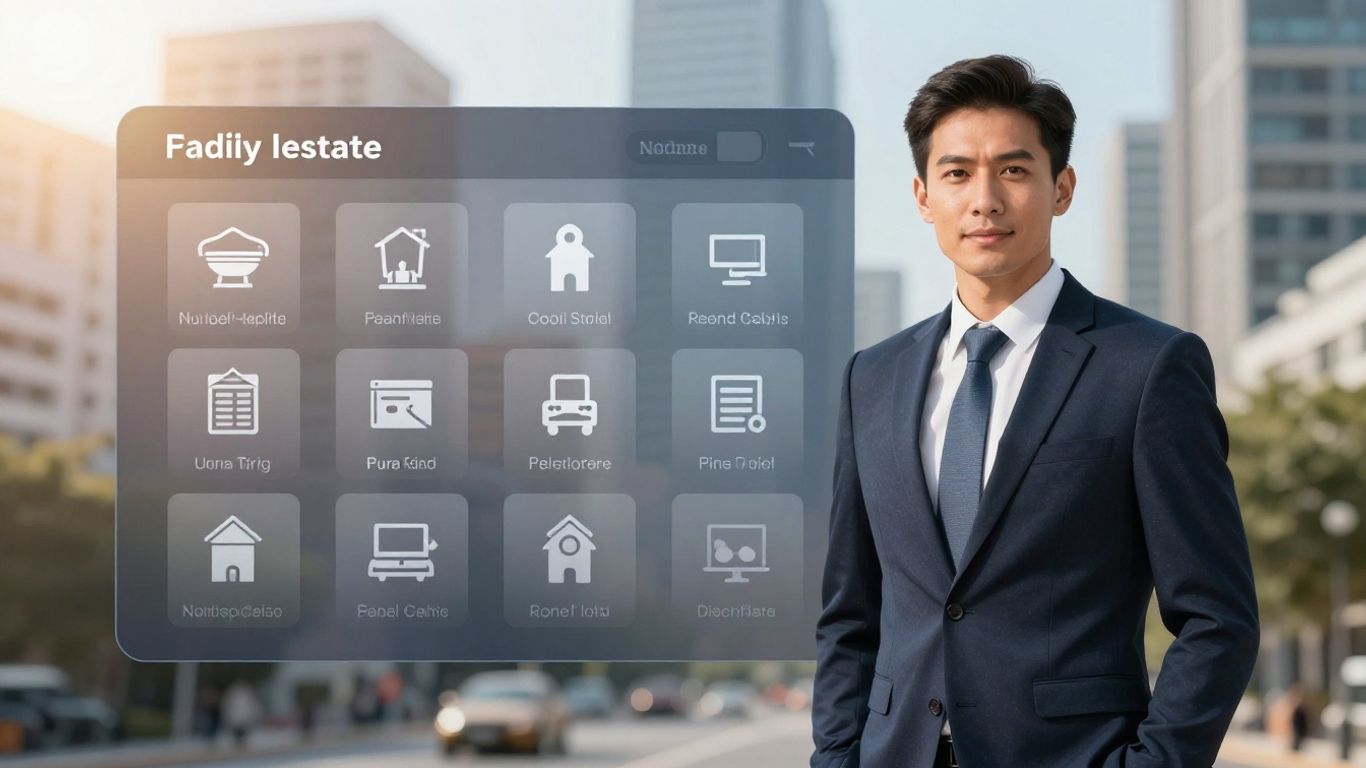 Realtor using advanced AI app for property management.
