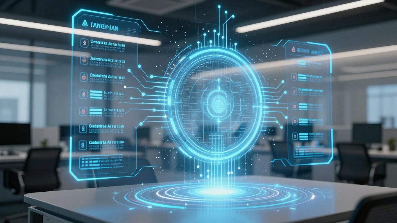 AI appointment setter interface with holographic calendar.
