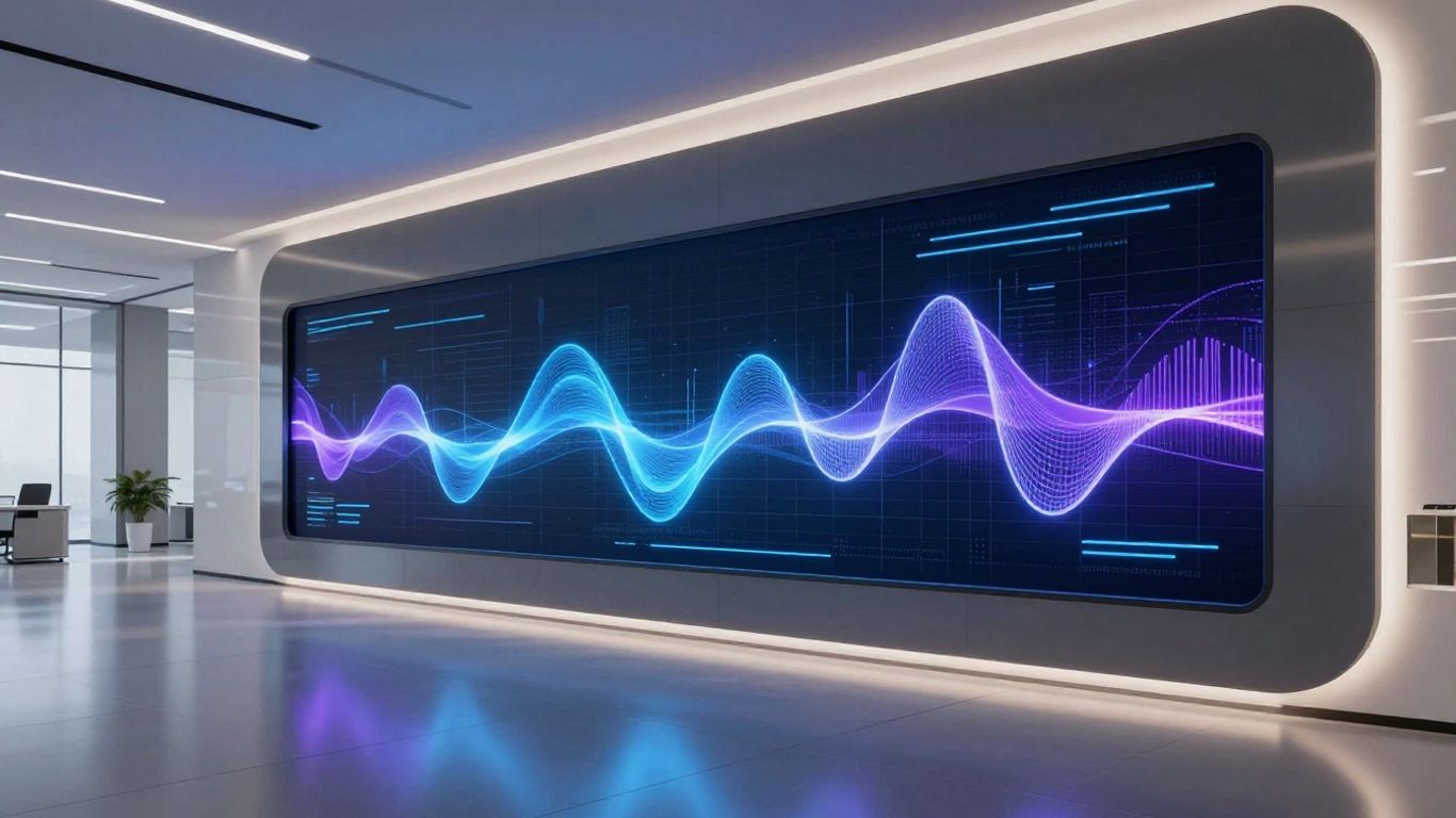 NICE CXone logo with abstract digital waveforms.