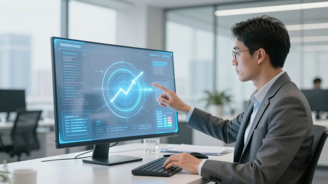 AI appointment setter interface on a screen in an office.