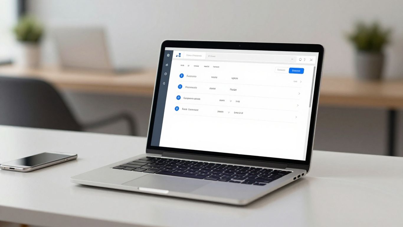 Virtual receptionist software interface on a laptop.