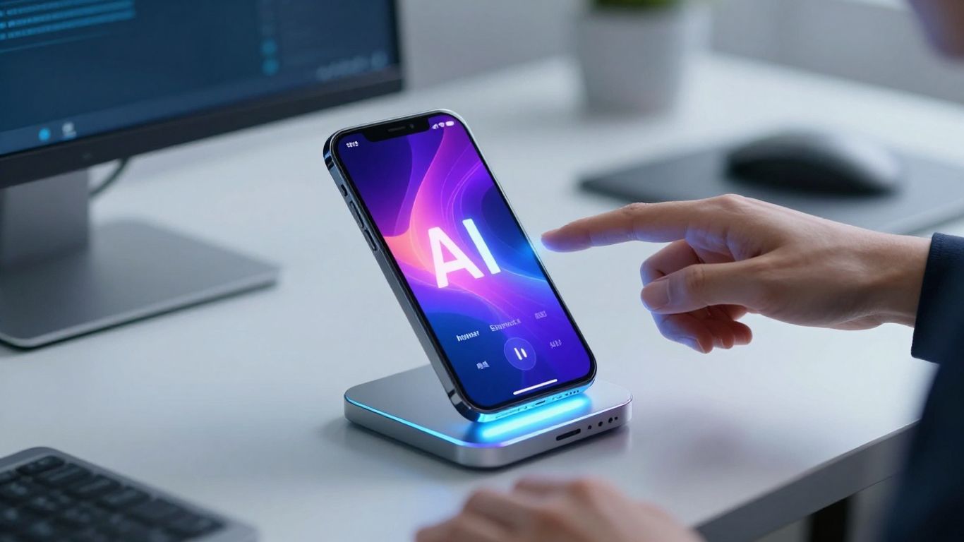 Ruby AI answering phone service interface on a smartphone.