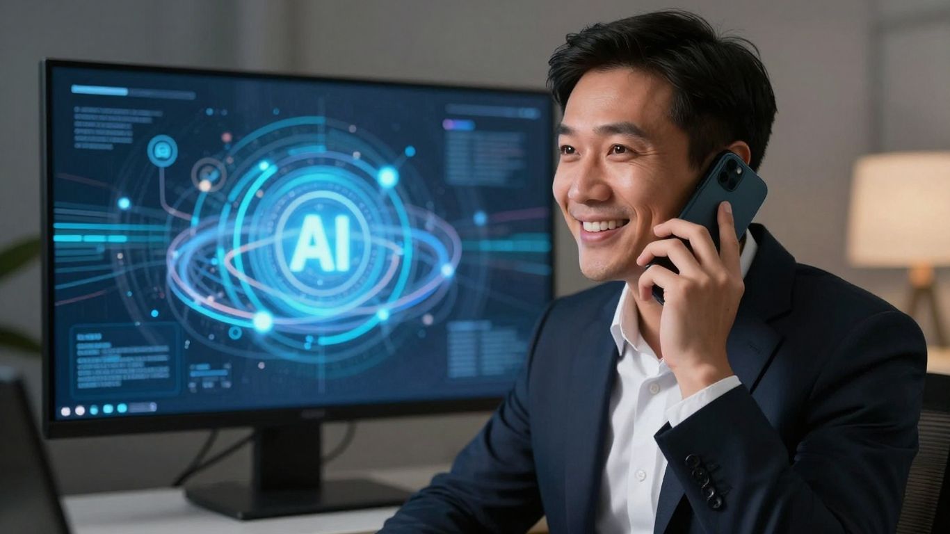 Agent using AI phone receptionist for business calls.