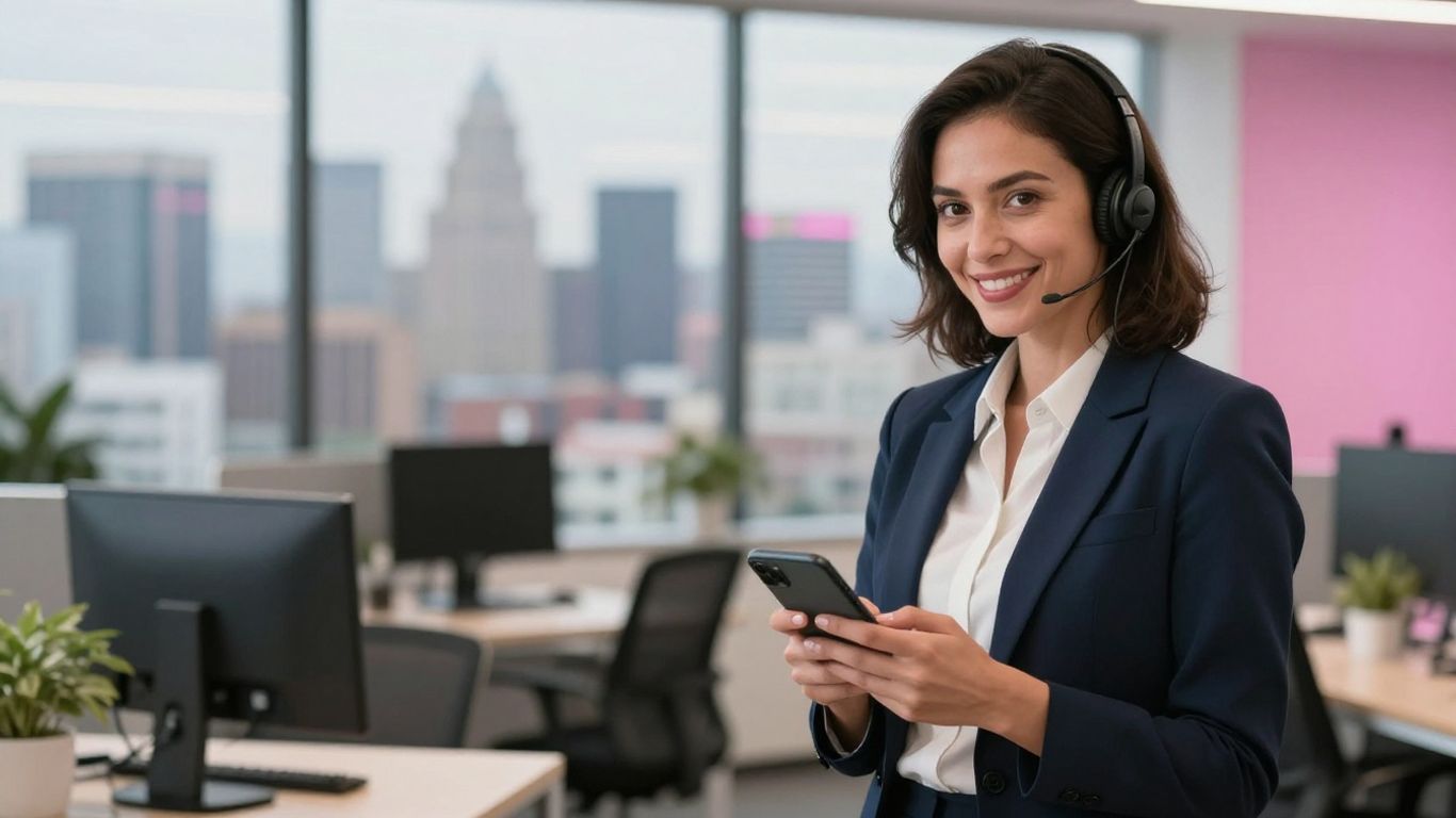 Pink Callers AI phone answering service in Los Angeles.