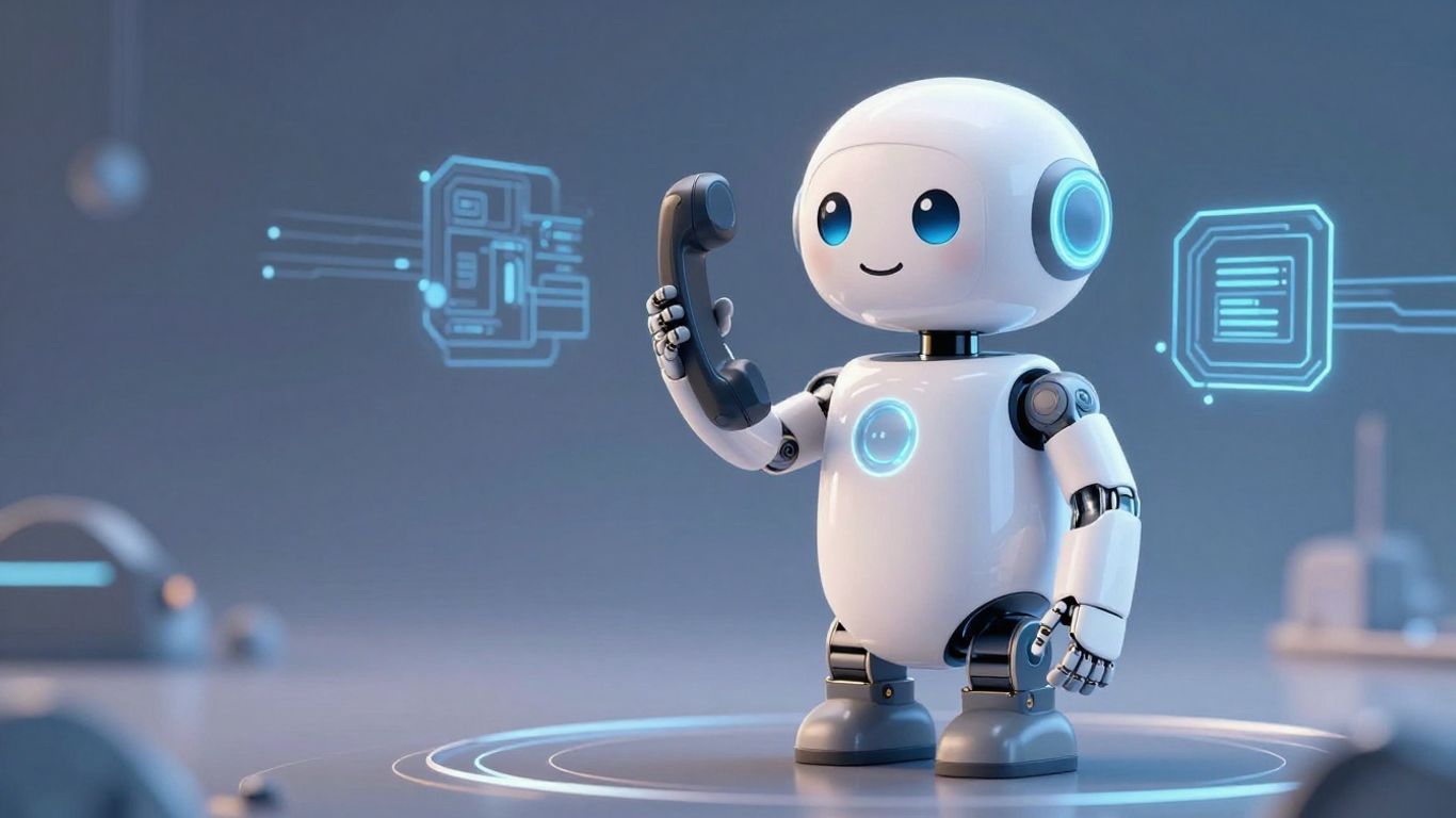 AI receptionist and abstract phone call icon