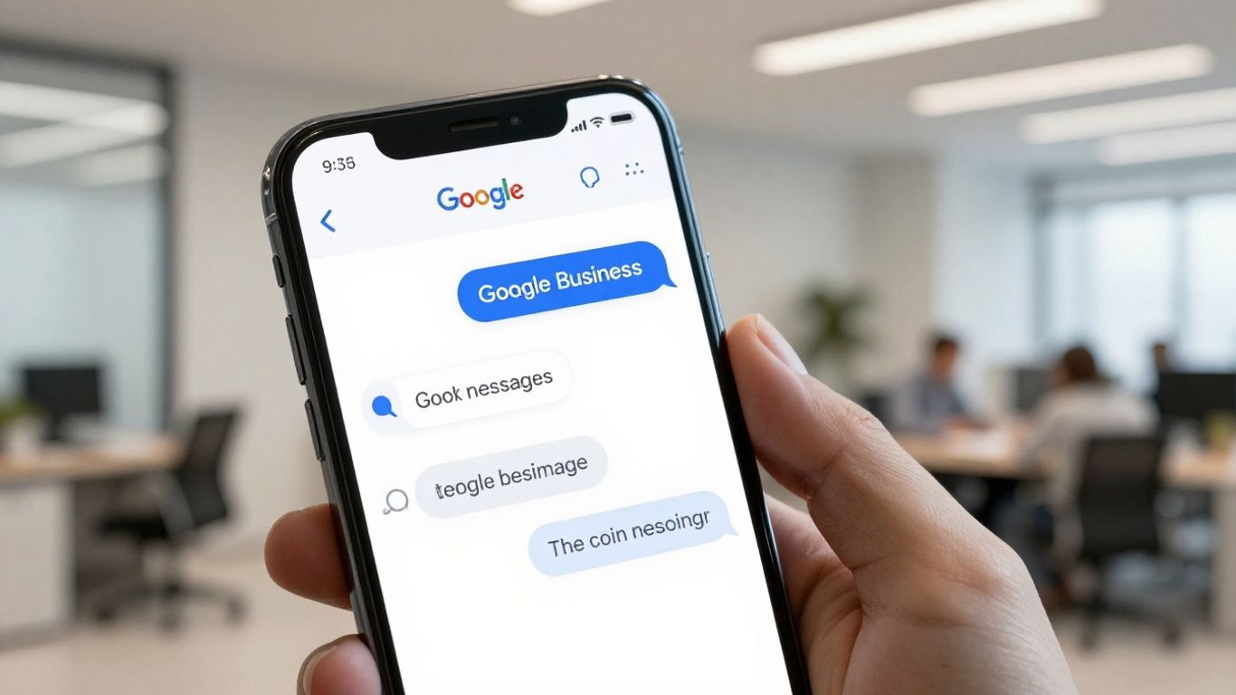Google Business Messages chat interface on a smartphone.