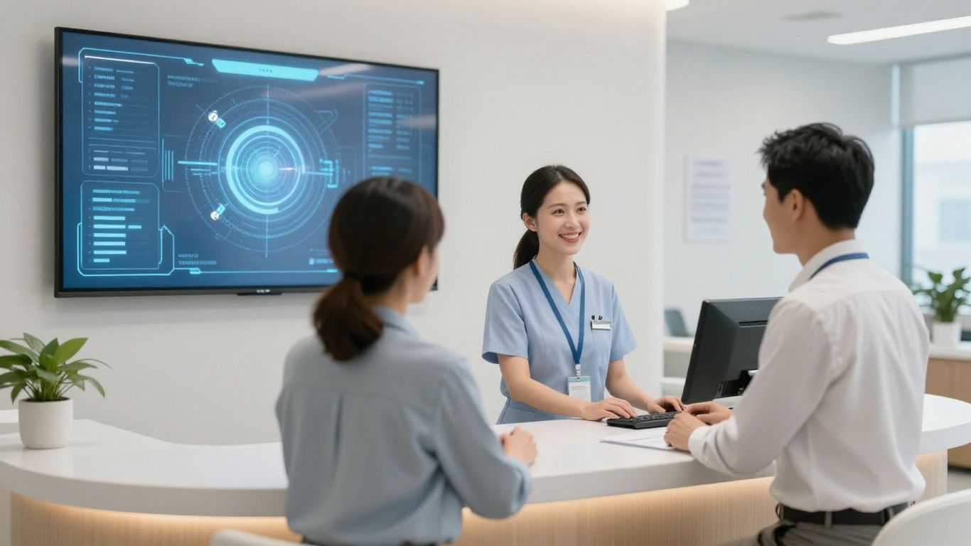 AI answering service assisting medical receptionist with patient