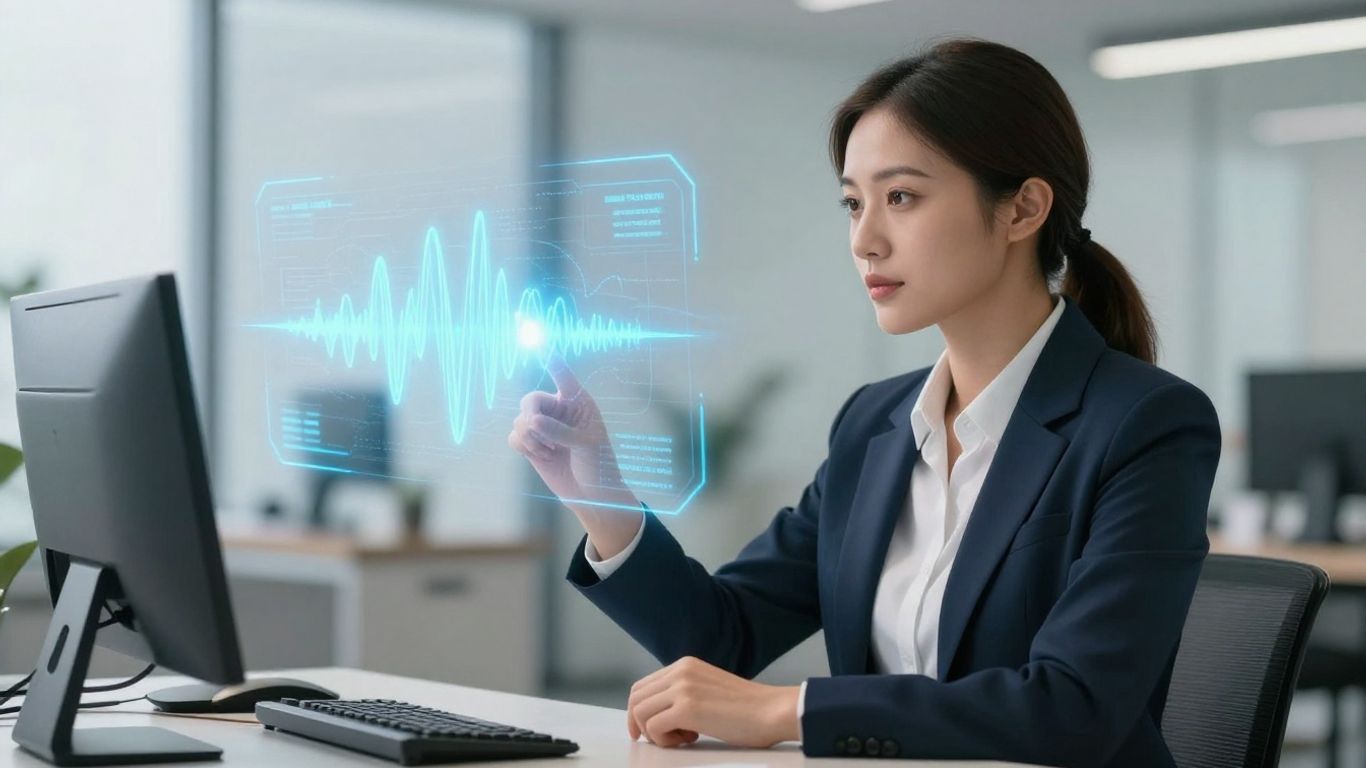 AI voice receptionist interacting with a business professional.