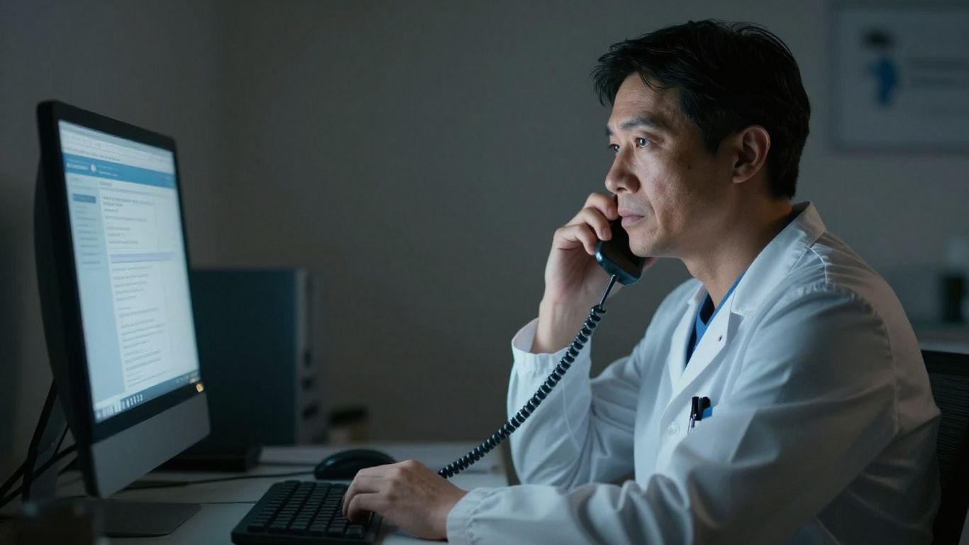 Doctor answering phone after hours