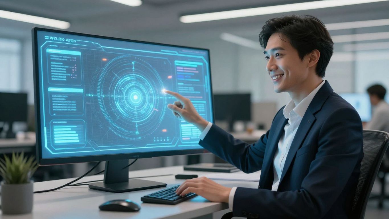 AI receptionist interface on a desk