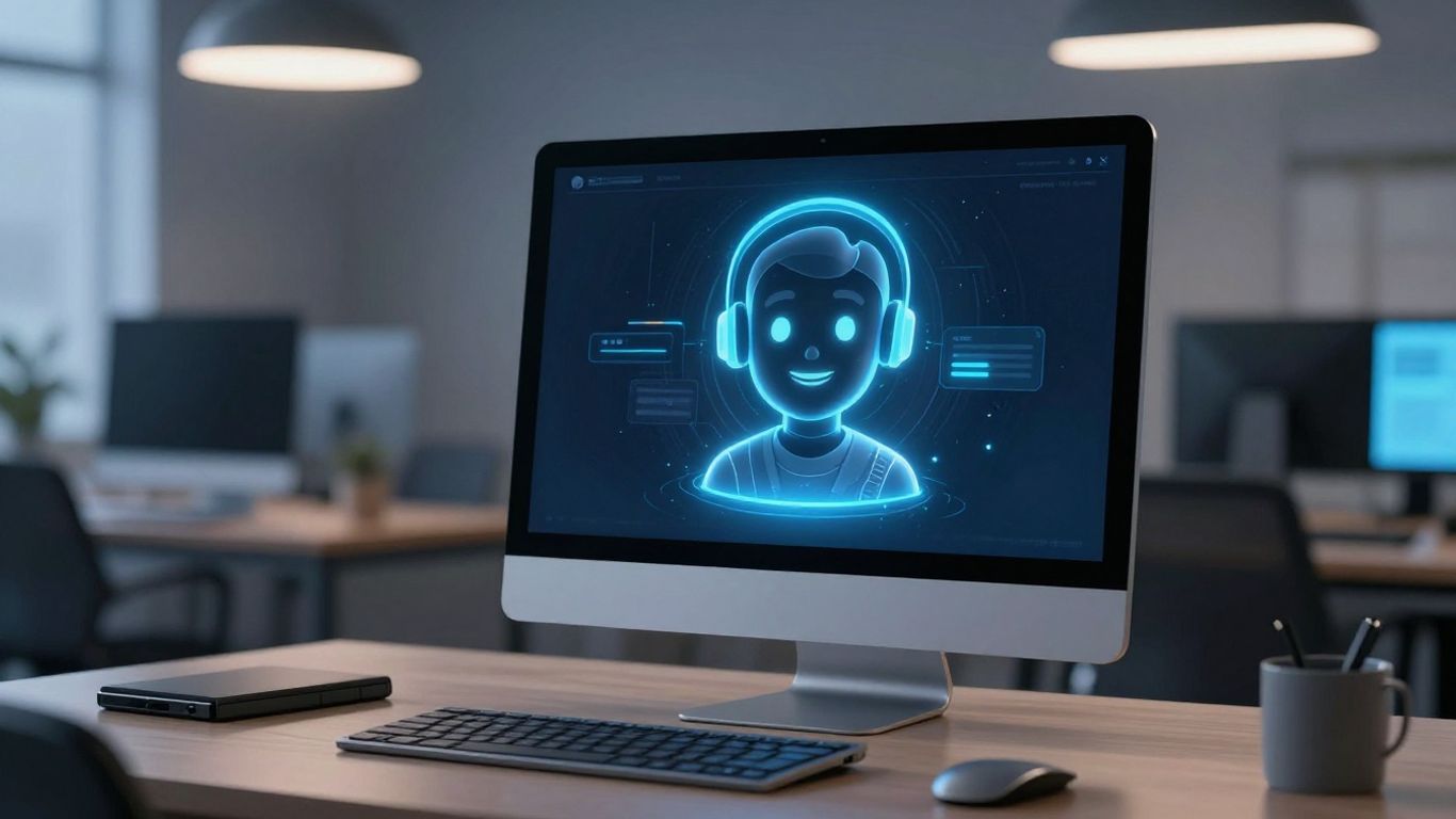 AI chatbot interface on a computer screen at night.