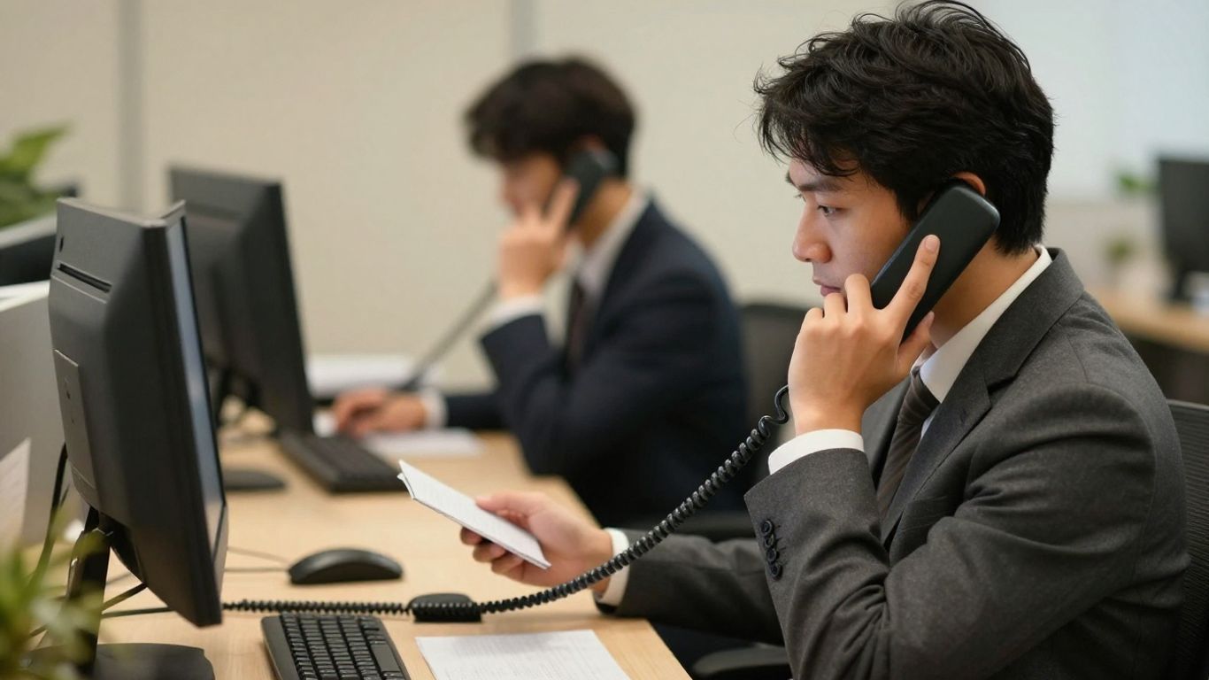 Professional answering service operator handling calls efficiently.