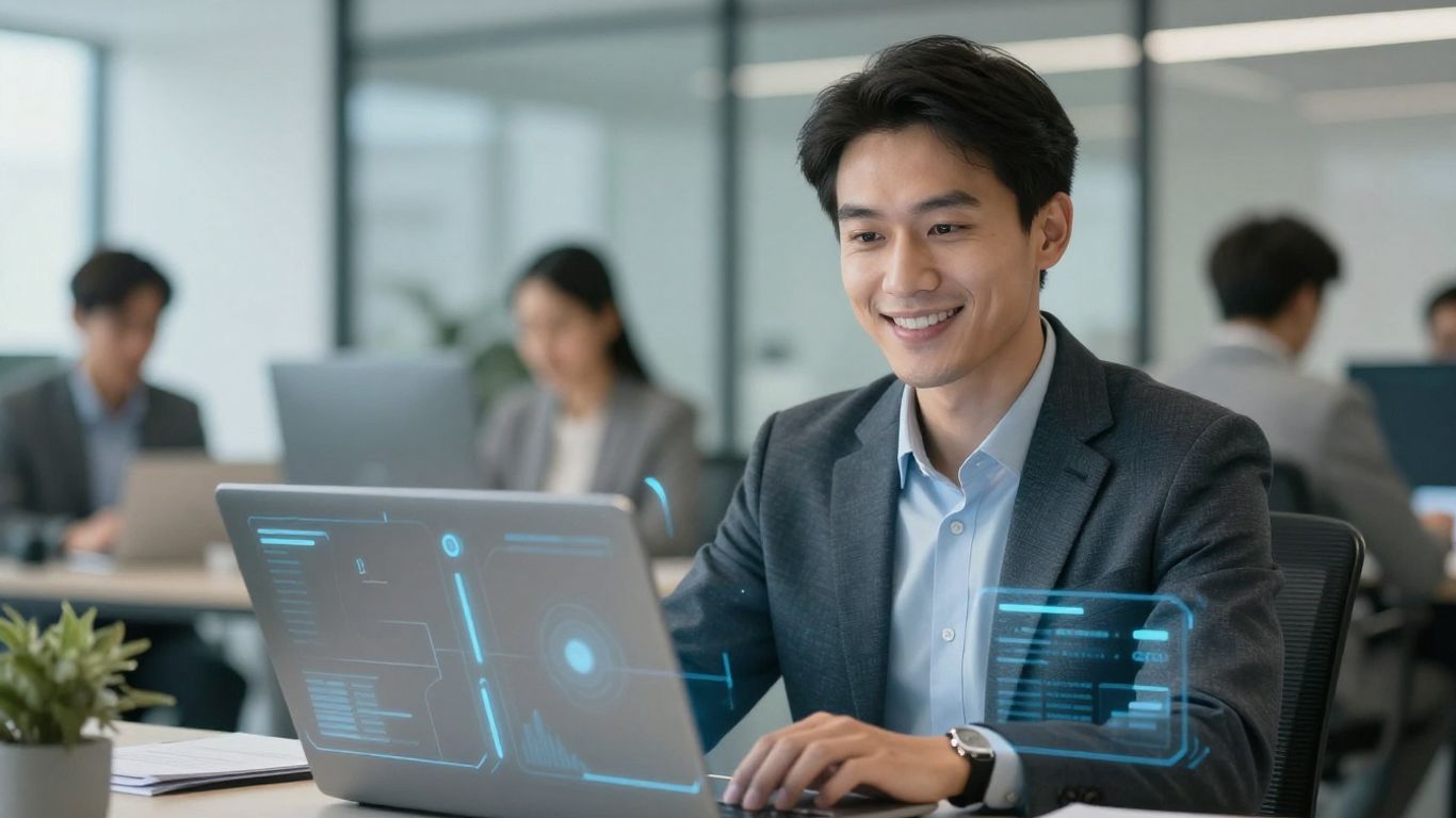 AI virtual receptionist interface on a screen