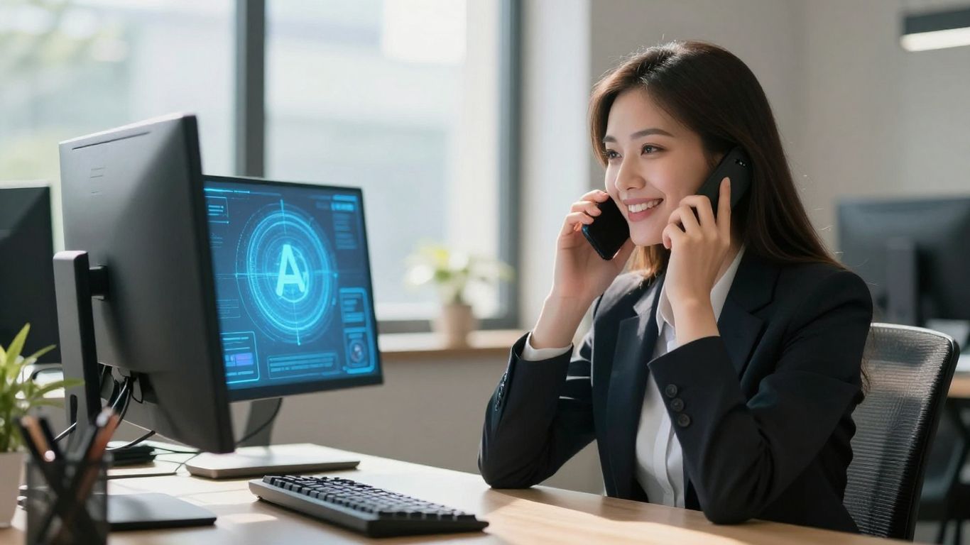 Small business owner and AI answering service