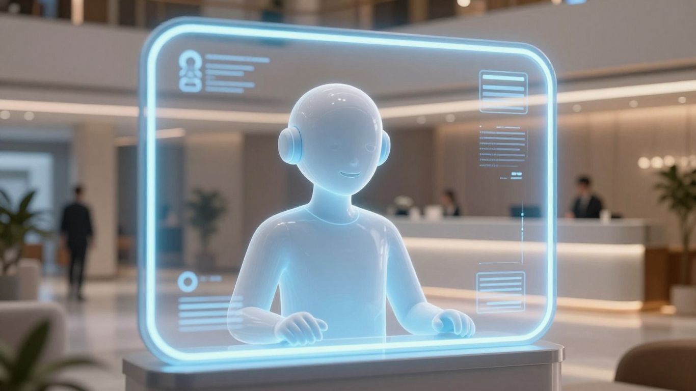 Hotel AI voice receptionist interface with avatar.