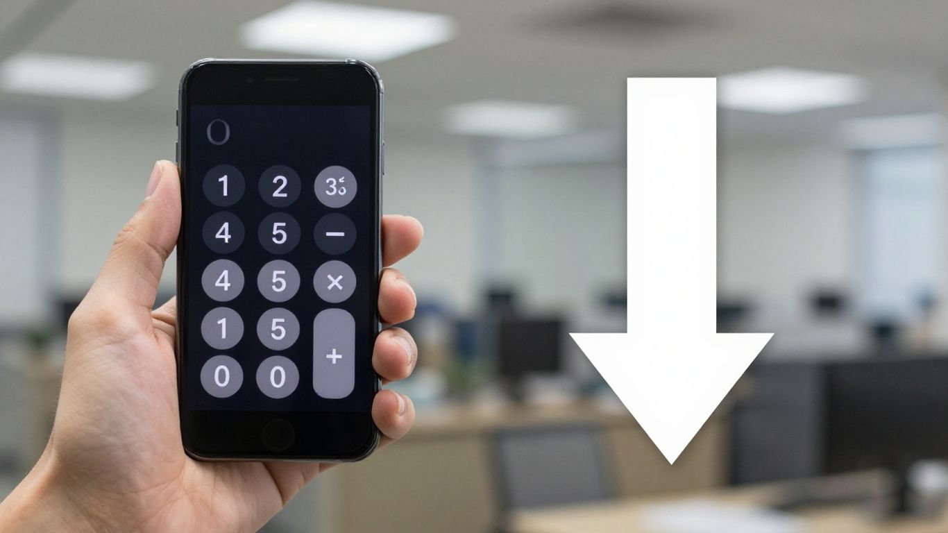 Calculator showing lost revenue and a downward trend arrow.