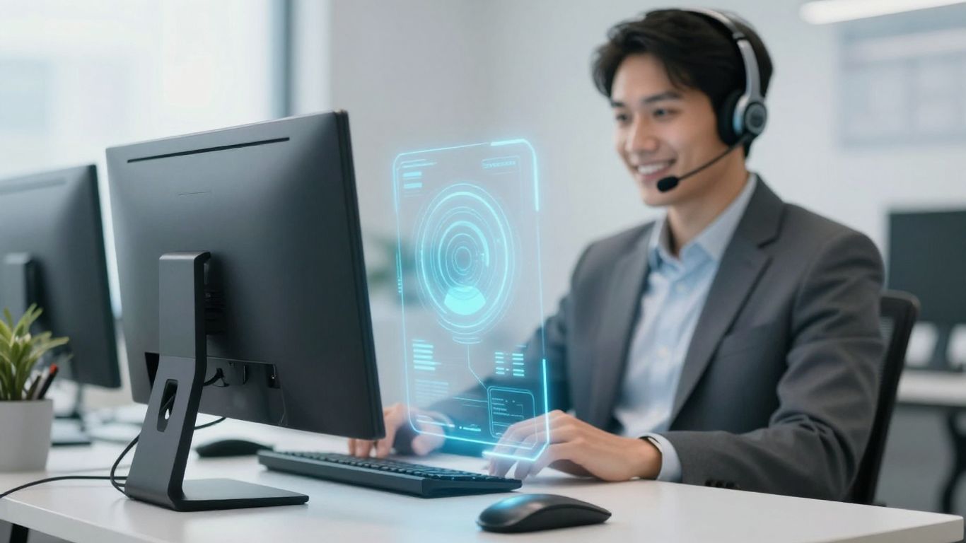 Automated answering service interface on a desk.