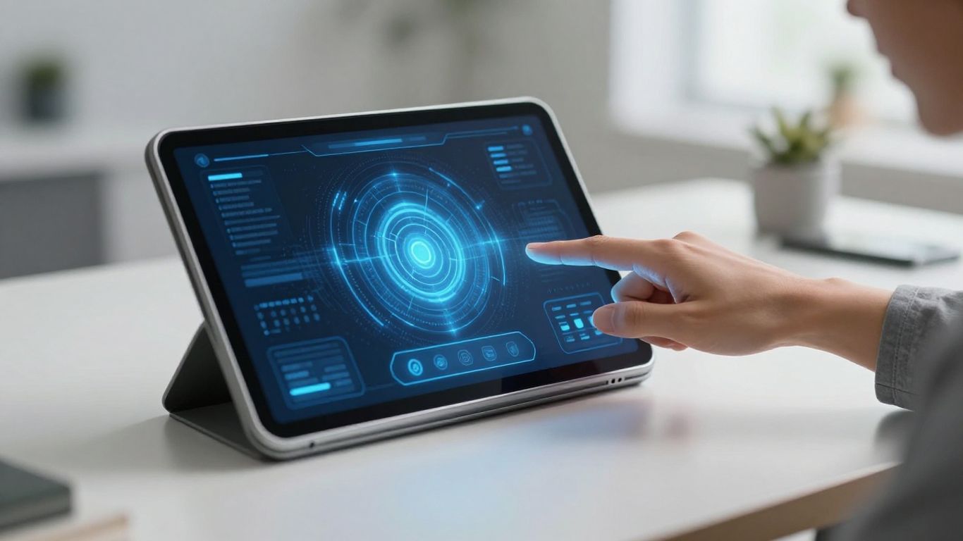 AI answering service interface on a desk.