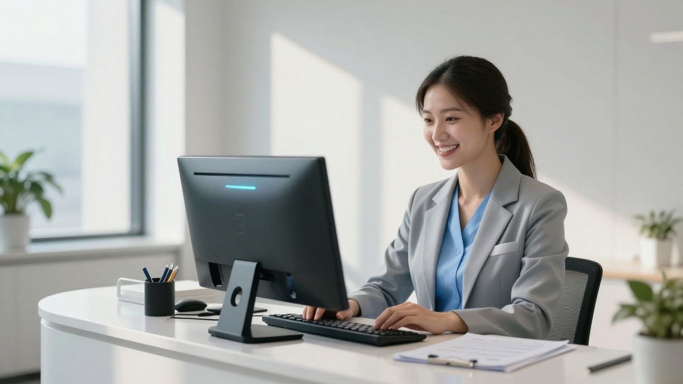 Dental office reception with AI technology