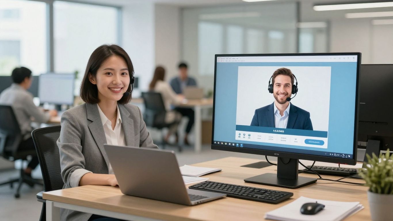 Virtual receptionist assisting a small business team.