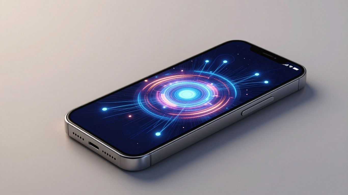 Smartphone with glowing digital connections, symbolizing business growth.