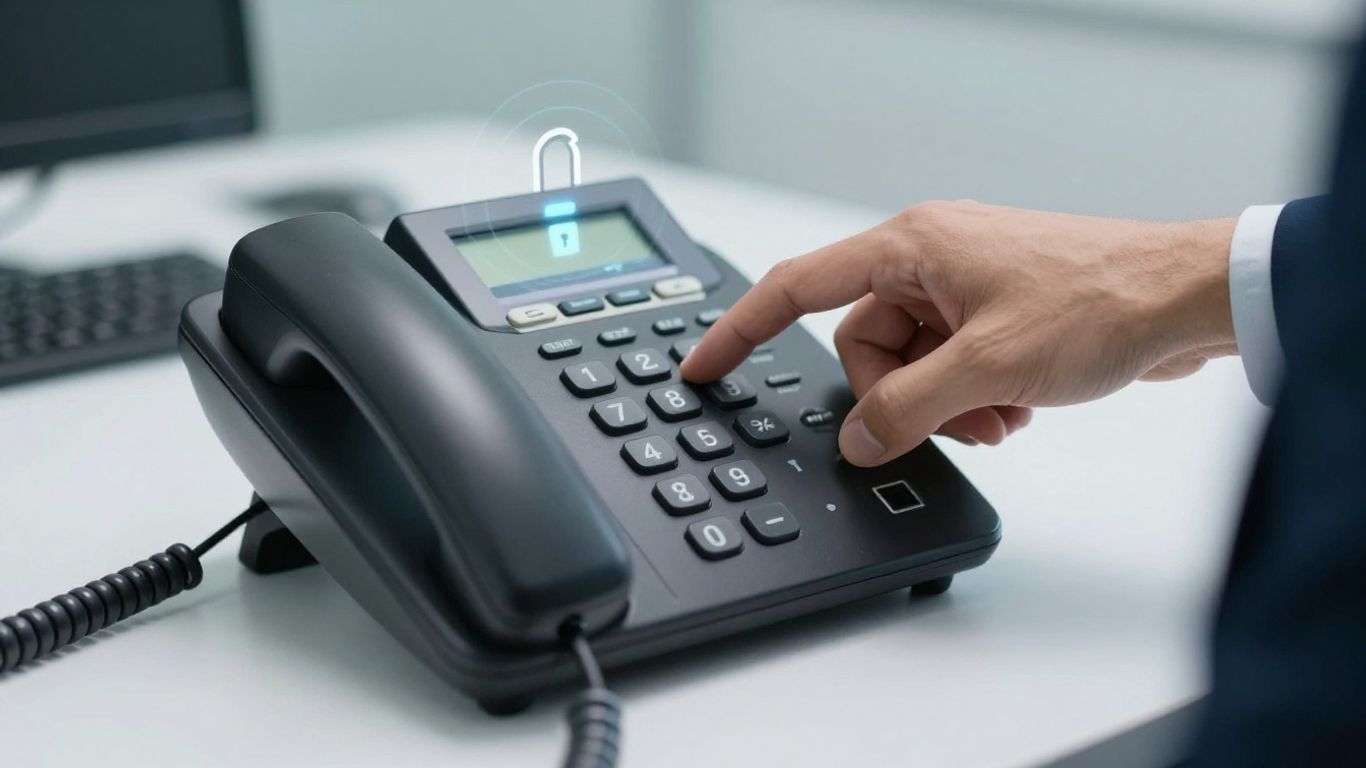 Secure legal intake phone system with lock icon.