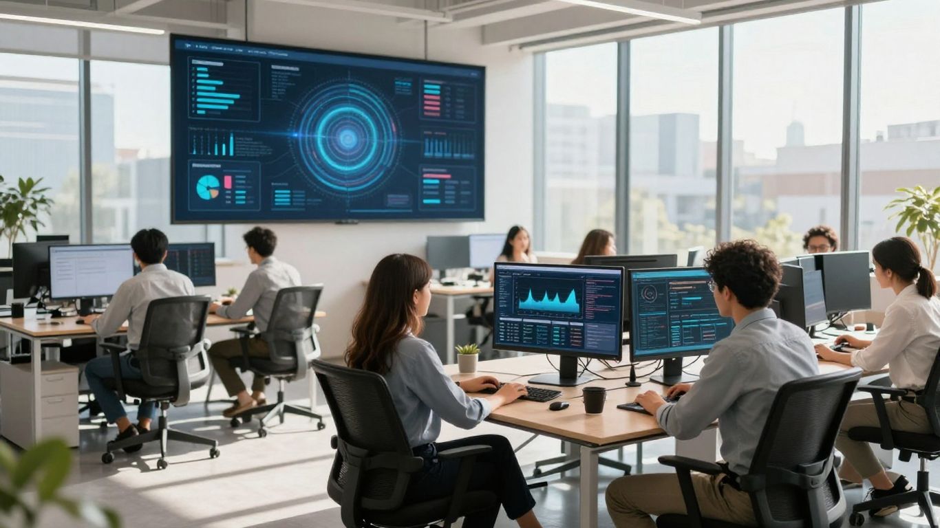 Salesforce logo with abstract growth visuals.