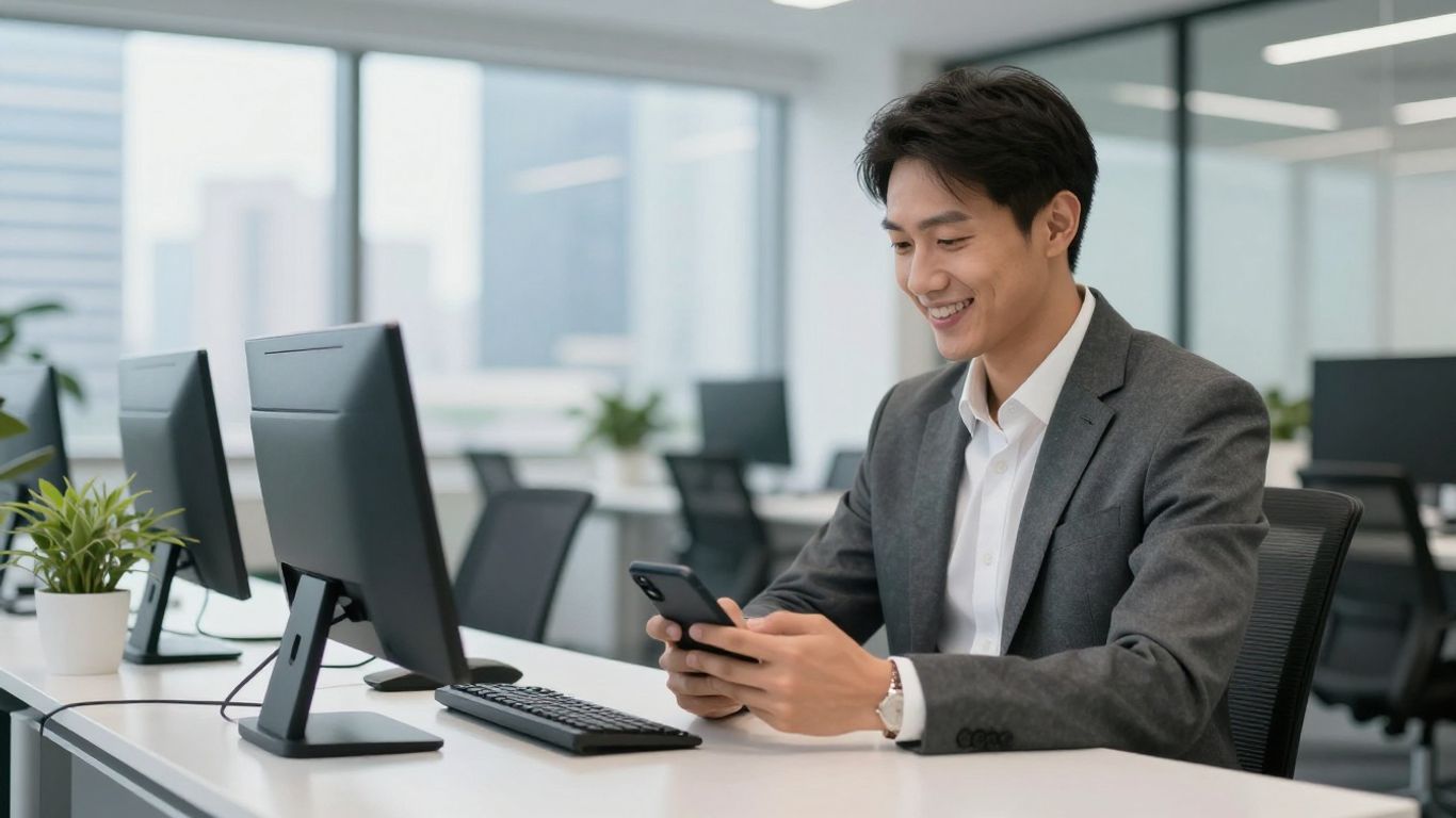 AnswerConnect logo with a professional agent on the phone.