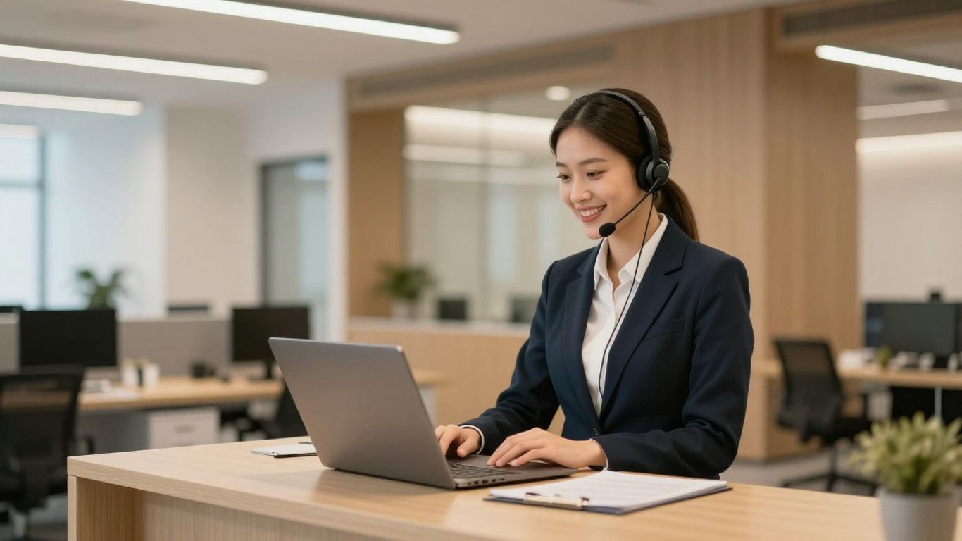 HVAC answering service receptionist with headset