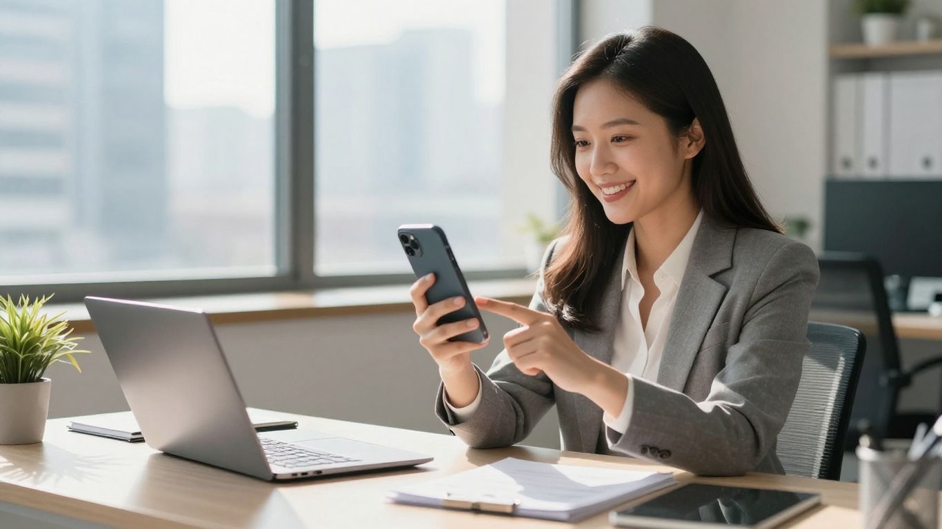 Real estate agent using a phone for business growth.