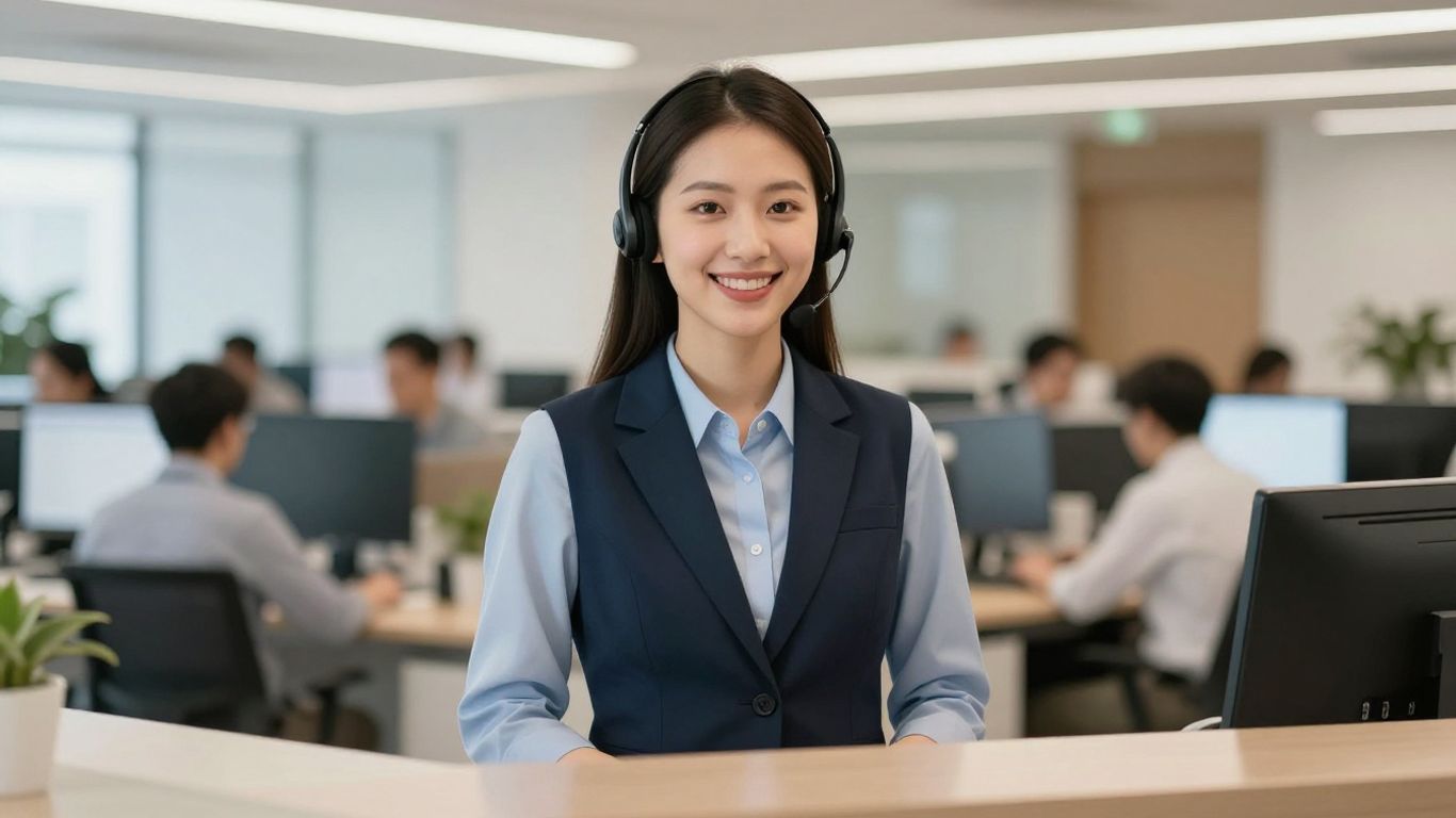 Abby Connect receptionist with headset