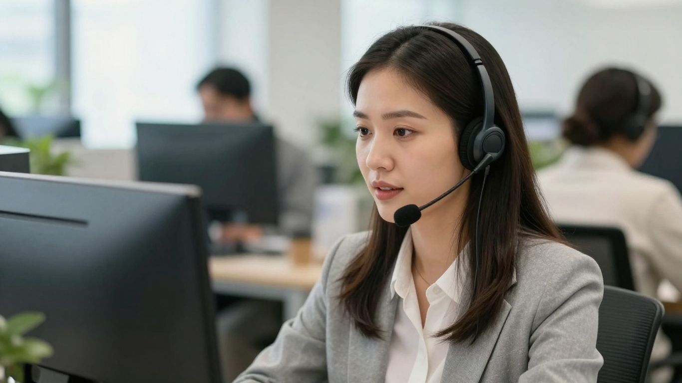 Property manager using a headset for after-hours support.