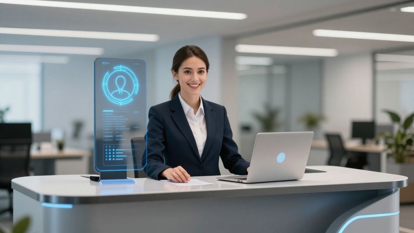 AI receptionist interface with digital avatar