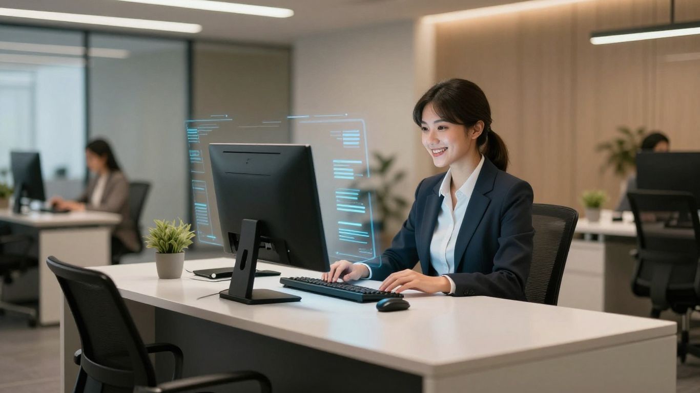 Dialpad AI receptionist in a modern office.