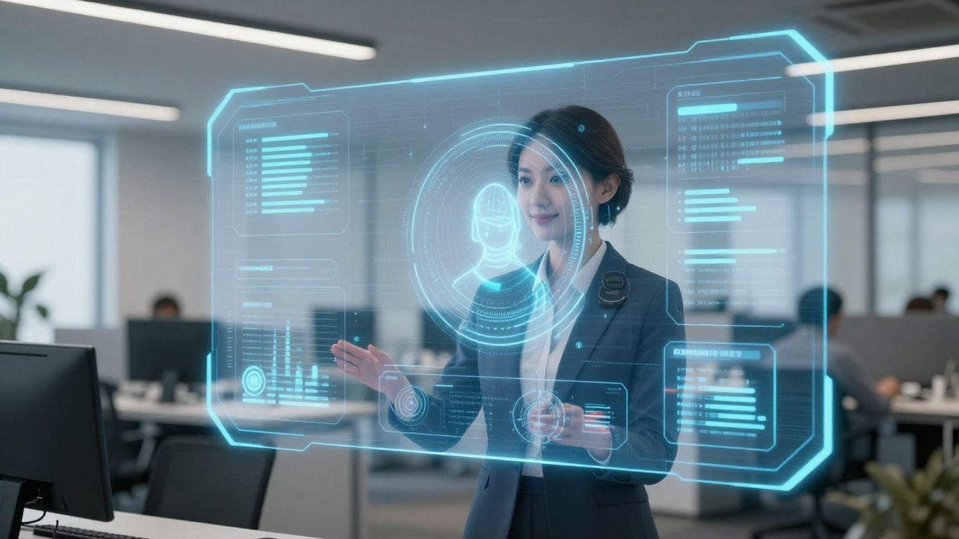 AI voice agent interface with holographic display