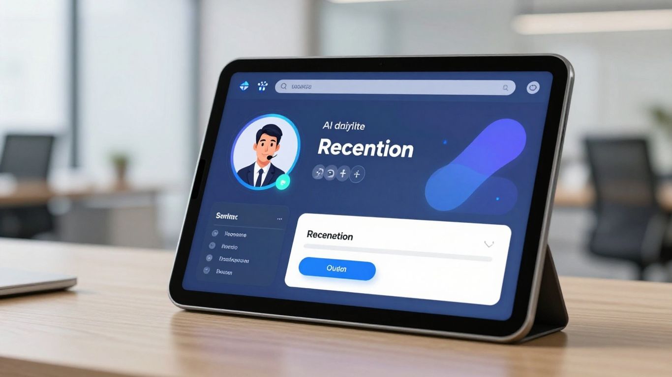 Rosie AI receptionist interface on a tablet.