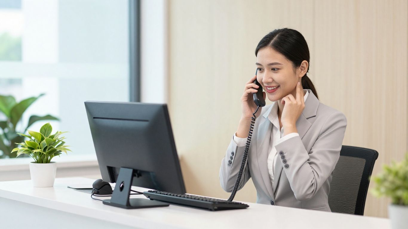 Professional call answering service in a modern office.