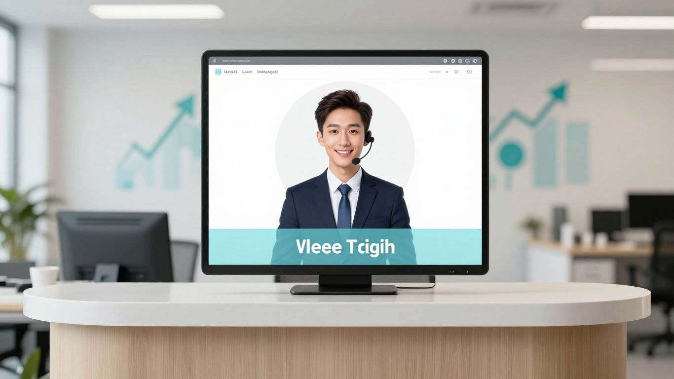 AI virtual receptionist on a screen