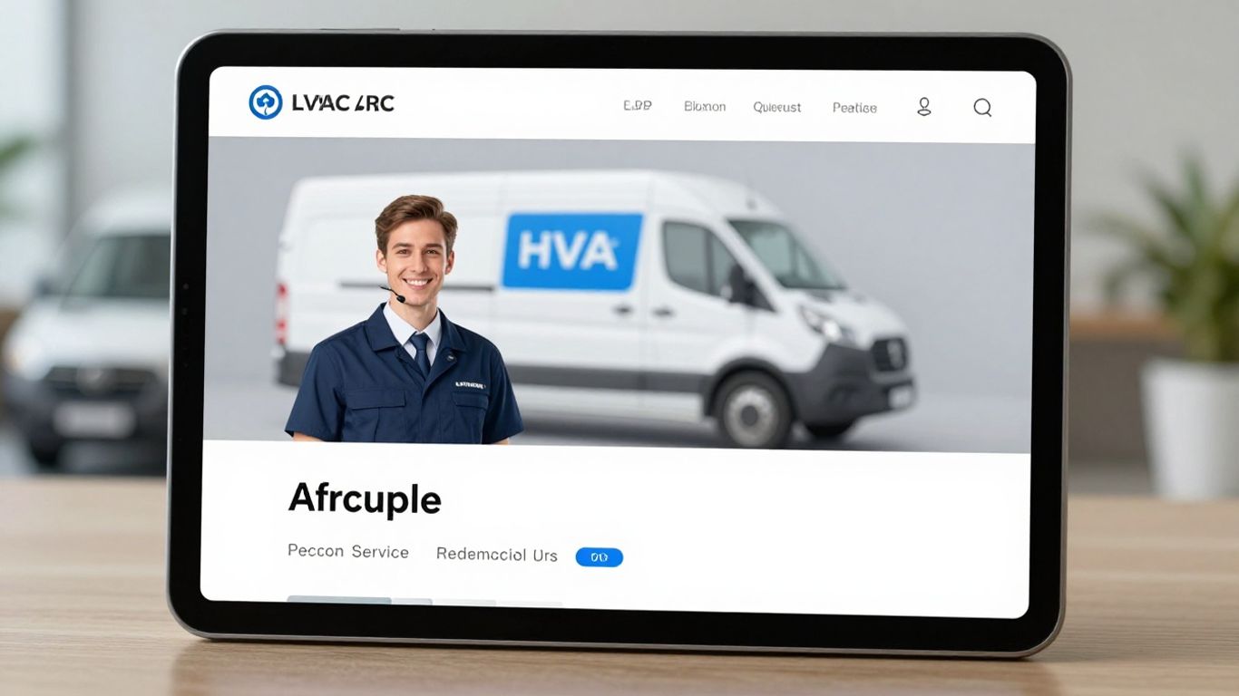 AI receptionist managing HVAC calls on a tablet.
