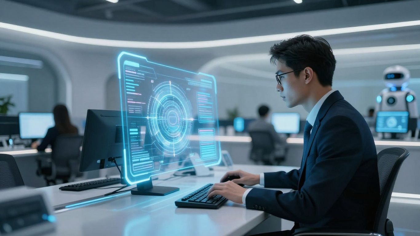 Futuristic call center AI interface