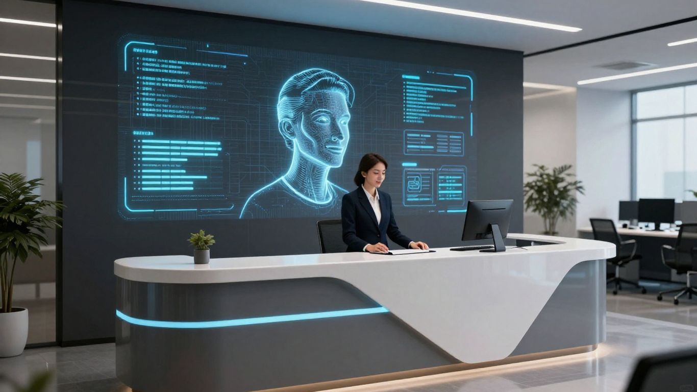 AI receptionist interface with data streams