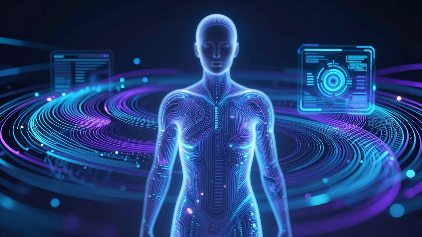 AI calling agent interface with human silhouette.