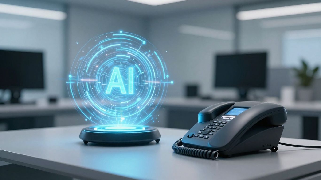 Modern office with AI-enhanced telephone answering service