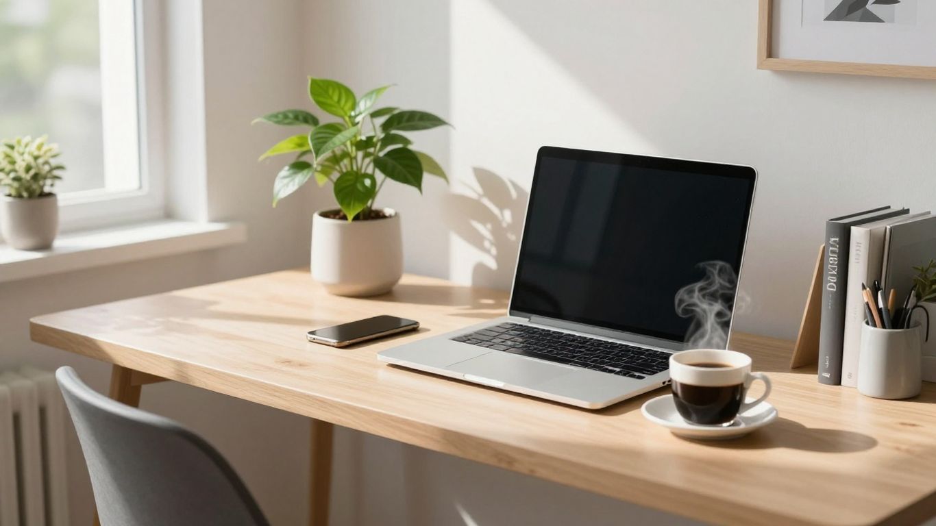 Virtual office assistant working efficiently from home.