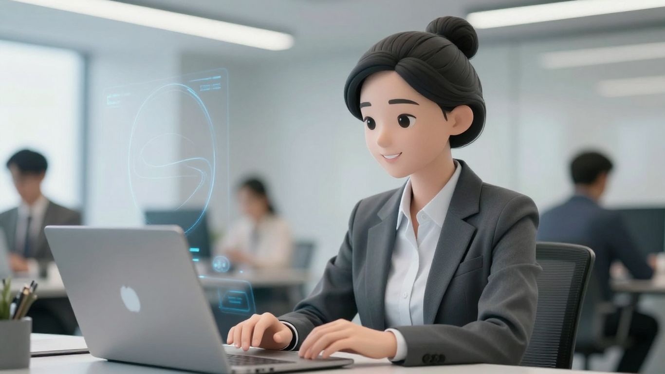 AI receptionist assisting a business professional in an office.